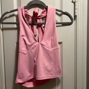 Pink neck tie tank top